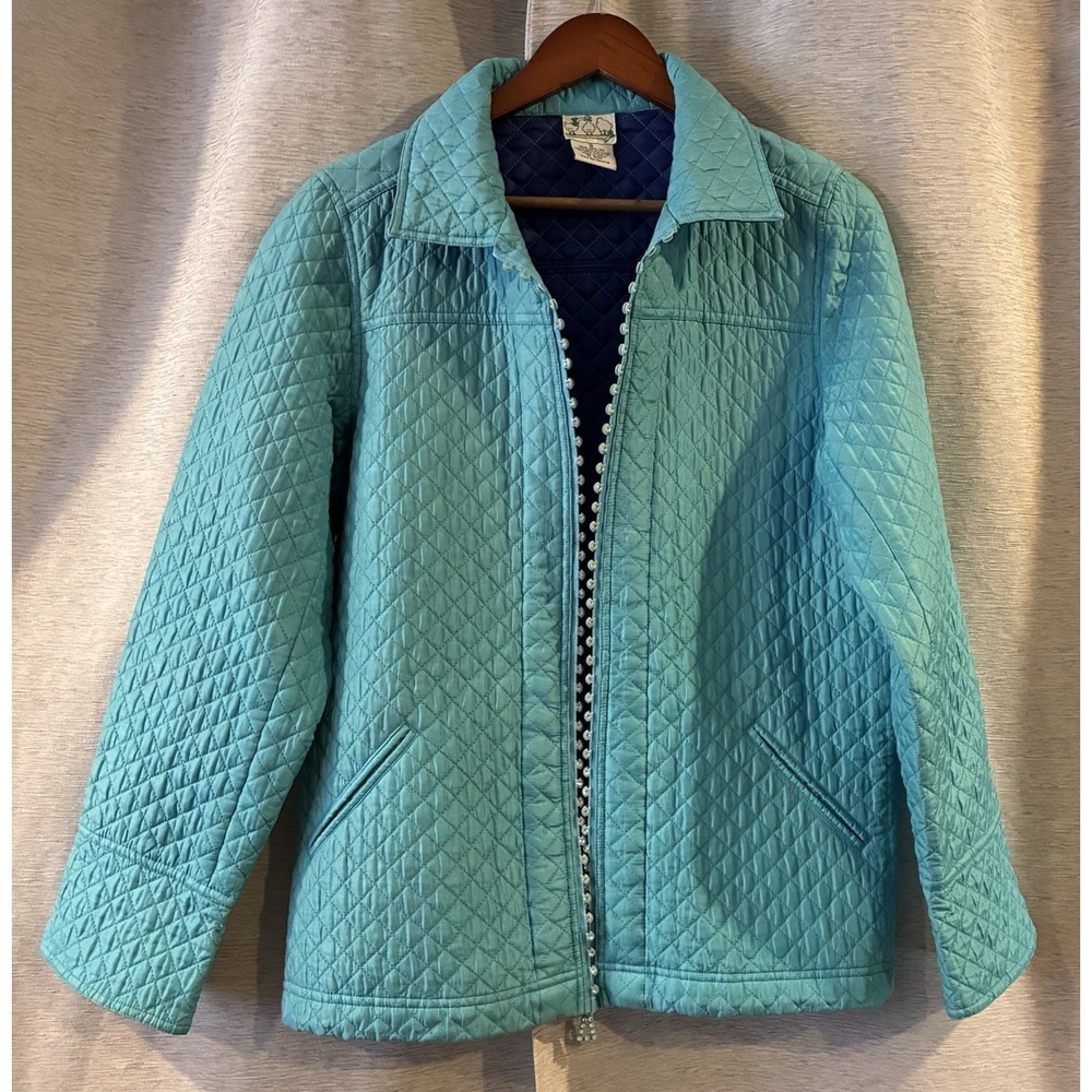 Quacker Factory‎ Women's sz Small Blue Quilted Jacket w/ Sparkle
